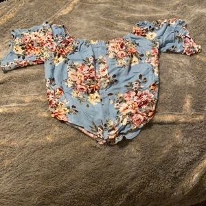 Off the shoulder floral top.